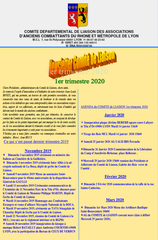 Newsletter comite de liaison 2020 1